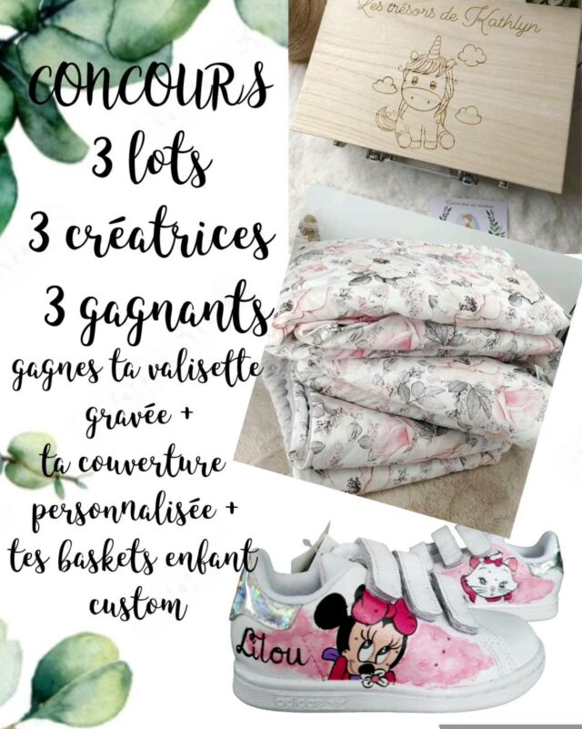 Mega jeu concours avec 3 lots 
S'abonner à @grave_moi_un_mouton @ptit.chat_couture et @sophiecustomshoes
Puis aller dans les story cliquer le participe 
Liker les posts est Facultatif ❤️
